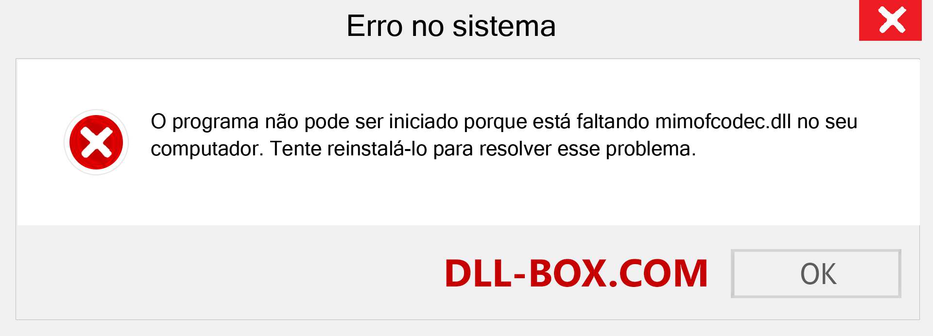 Arquivo mimofcodec.dll ausente ?. Download para Windows 7, 8, 10 - Correção de erro ausente mimofcodec dll no Windows, fotos, imagens